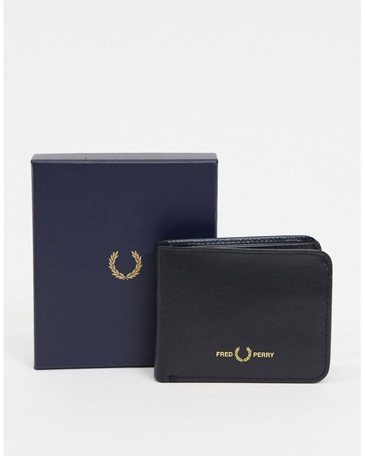 Fred Perry graphic leather billfold wallet in