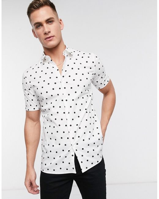 Topman formal short sleeve shirt with dots in