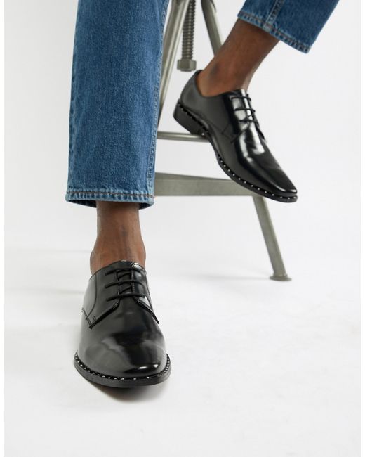 Dune Brogues In Hi-Shine Leather With Studs