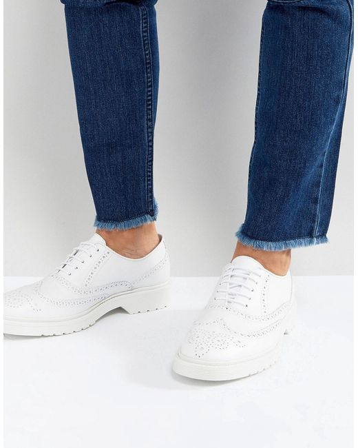 Asos Brogue Shoes In Leather With Ribbed Sole