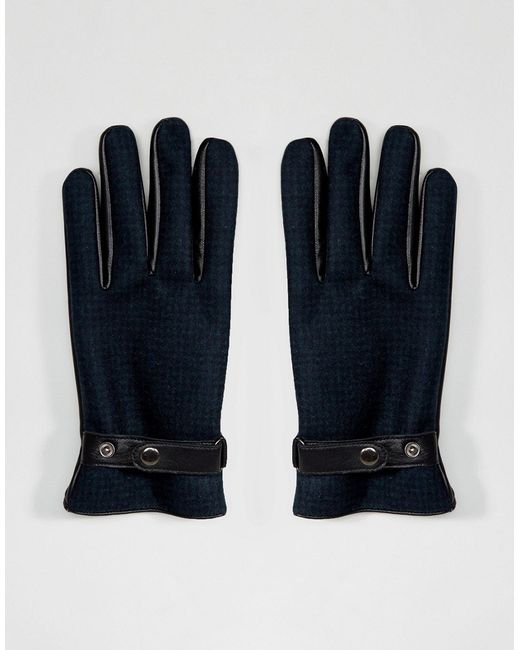 Asos Leather Gloves In Check