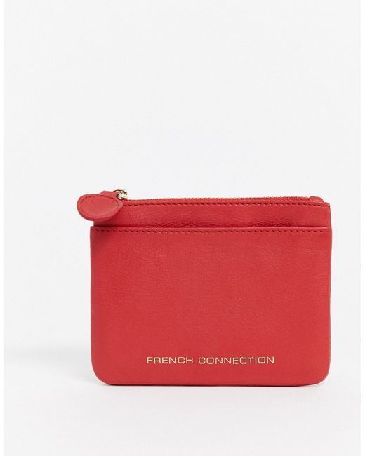 French Connection zip leather card purse in