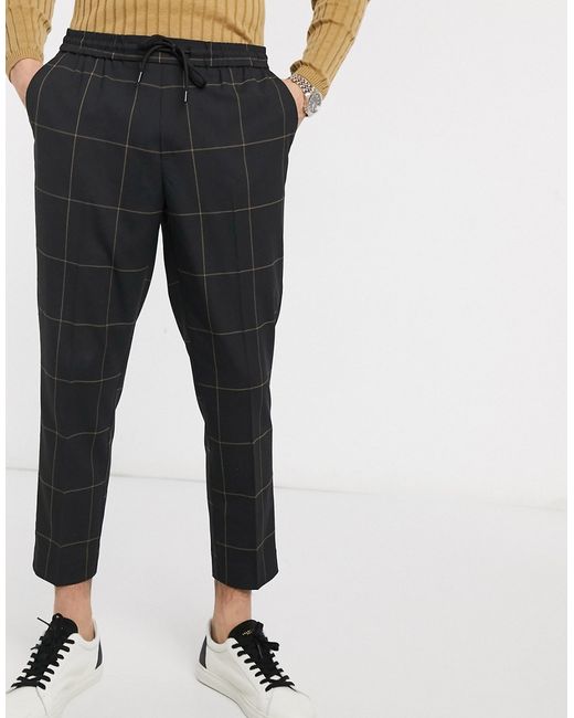 New Look grid check smart sweatpants in