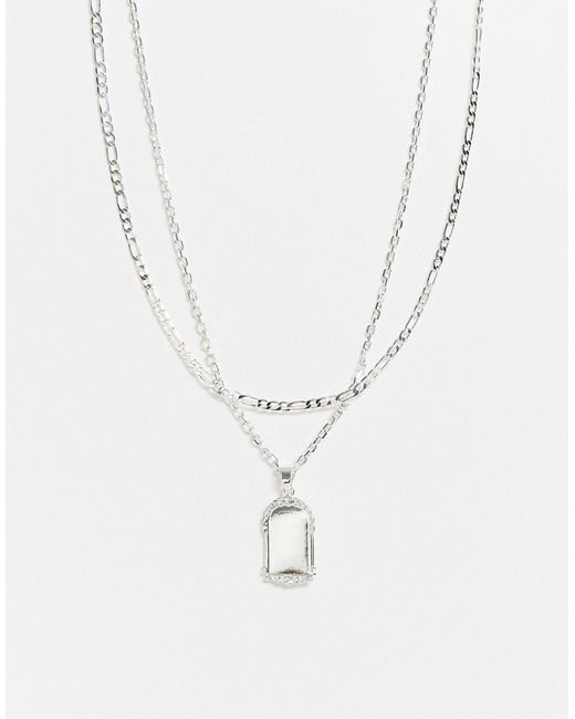 Chained & Able layered neckchain in with frame tag pendant