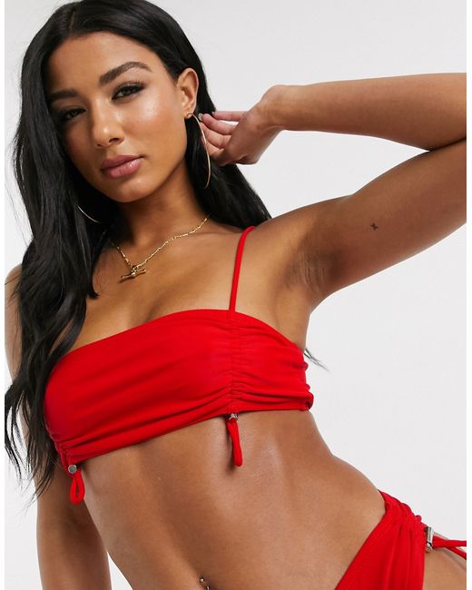 Public Desire bandeau bikini top with ruched toggle detailing in