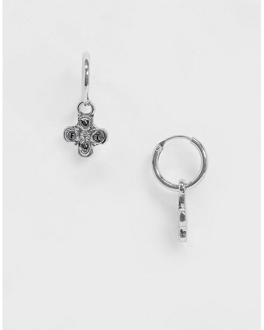 Wftw hoop earrings in with chunky cross charms