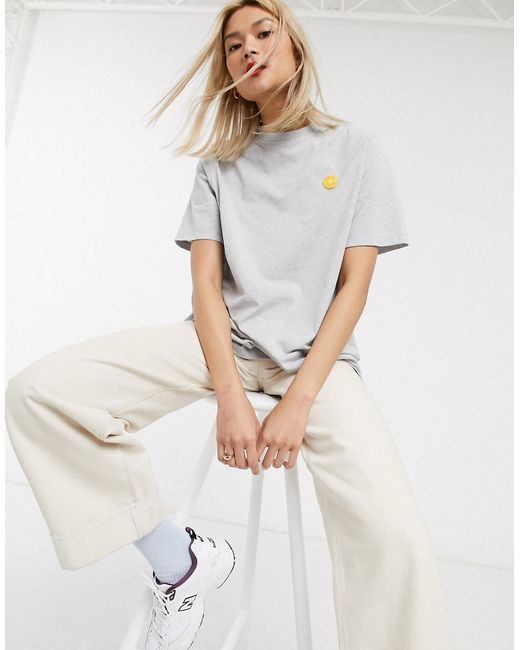 Damson Madder relaxed t-shirt with contrast crinkle sleeves and embroidered logo-