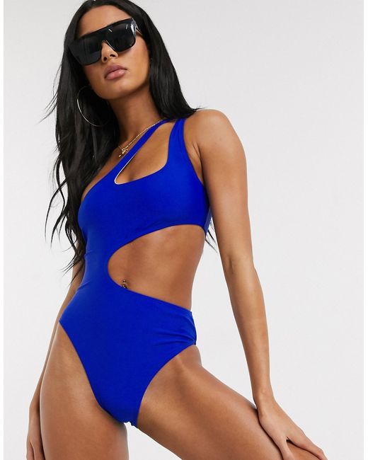 Public Desire cut out swimsuit in cobalt