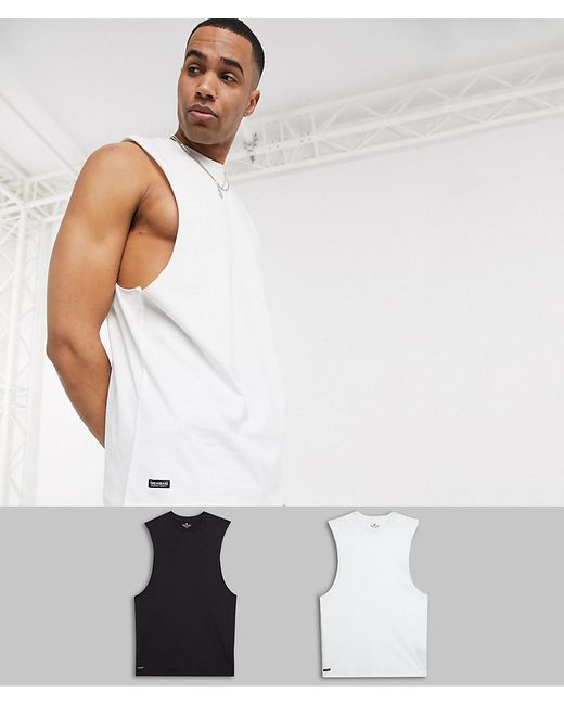 Threadbare Tall organic 2 pack relaxed sleeveless t-shirt with dropped