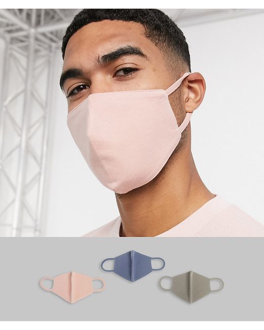 Asos Design 3 pack face covering in dusky pink gray and
