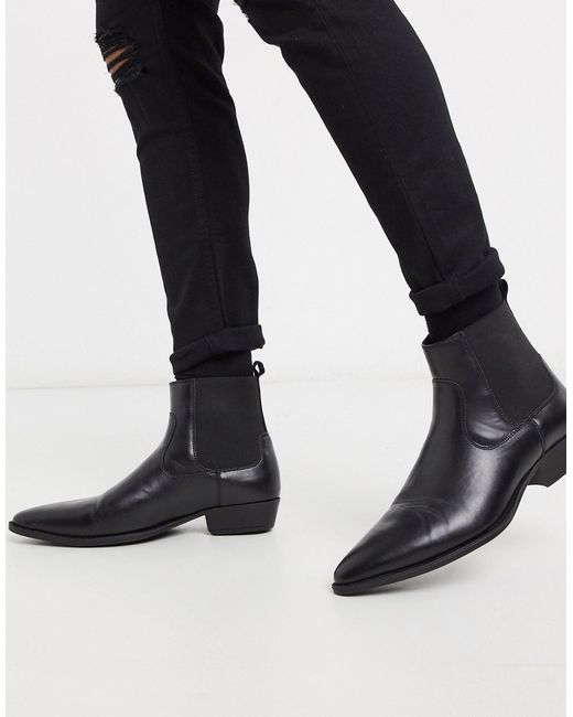 Asos Design stacked heel western chelsea boots in faux leather