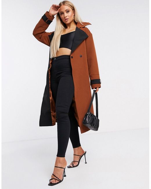 Unique21 contrast belted trench coat in