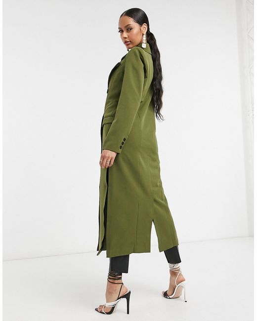 Unique21 tailored trench coat in khaki-