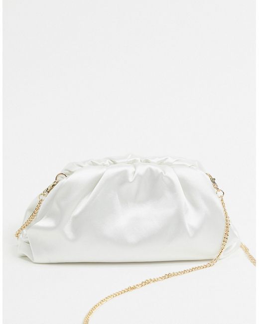 Ever New gathered clutch bag in ivory-