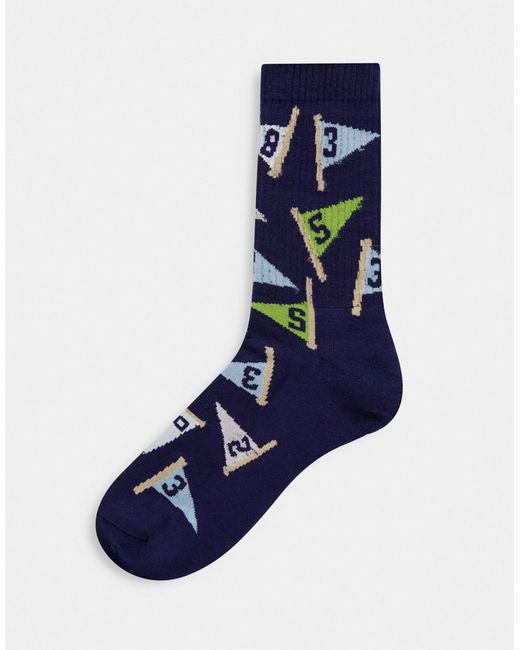 Asos Design sport socks with varsity flag design-