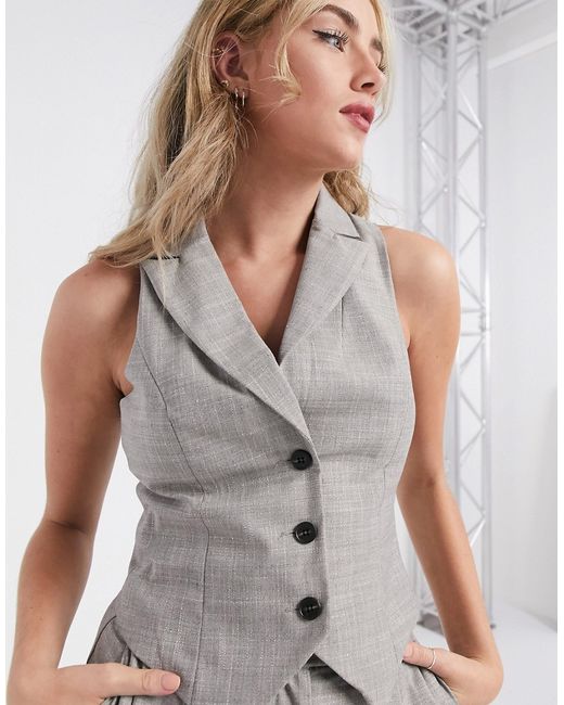 Asos Design mansy 3 piece suit vest in taupe texture-