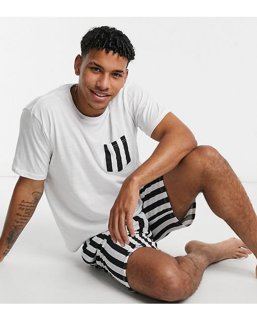 Brave Soul t-shirt and shorts pyjama set in stripe-