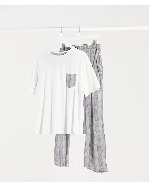 Brave Soul t-shirt and pants pyjama set in check-