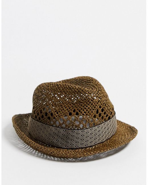 River Island woven trilby with geo trim in