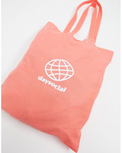 ASOS Day Social organic tote bag in with branding