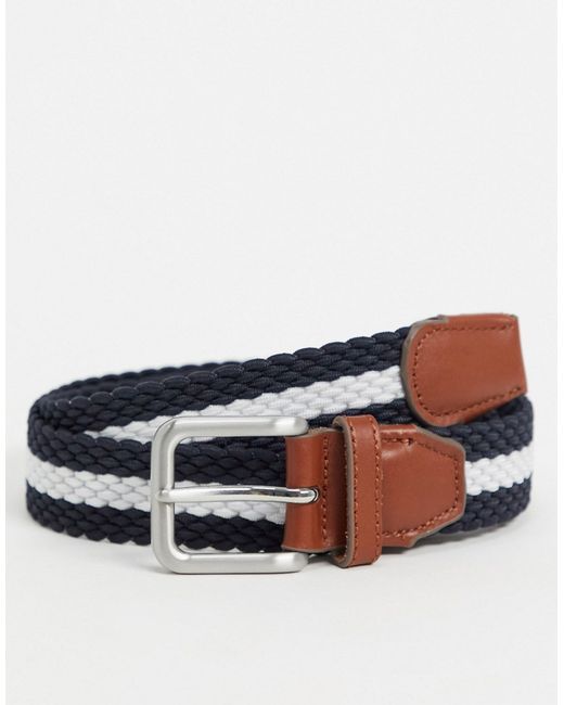 Jack & Jones elasticated belt in with white stripe