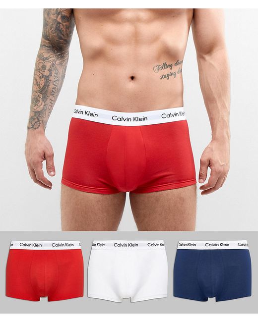 Calvin Klein low rise trunks 3 pack in cotton stretch-