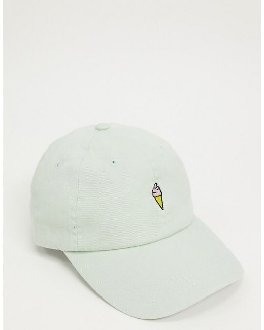 Daisy Street baseball cap in pastel with ice cream embroidery-