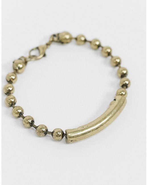 The Status Syndicate Status Syndicate burnished finish ball chain bracelet with curved ID bar