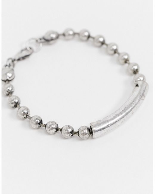 The Status Syndicate Status Syndicate burnished finish ball chain bracelet with curved ID bar