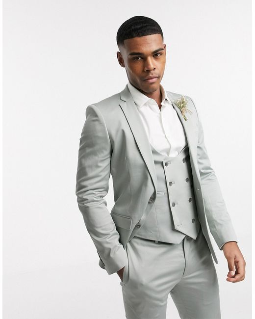 Asos Design wedding super skinny suit jacket in stretch cotton dusky