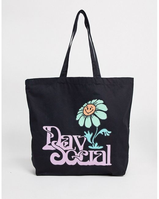 ASOS Day Social oversized tote bag in with daisy print