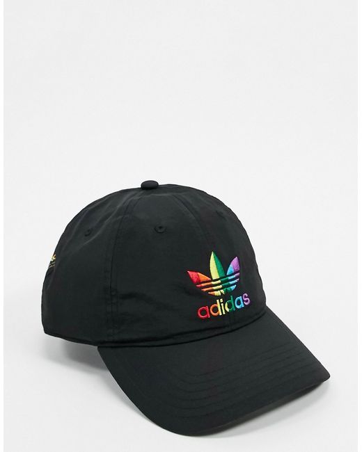 Adidas Originals Pride trefoil cap in black-