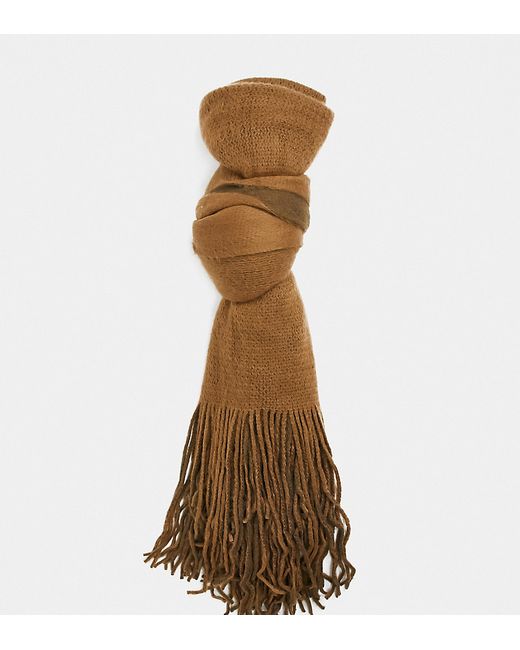 My Accessories London Exclusive reversible scarf in camel and chocolate-