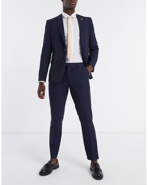 Farah pin dot slim fit suit pants