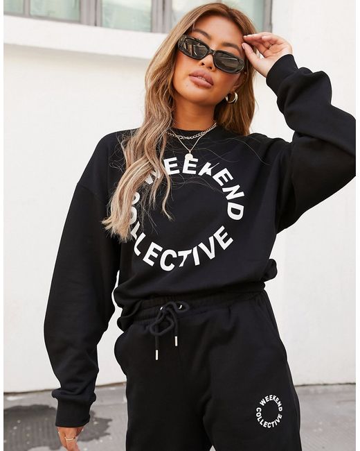 Asos Design Weekend Collective co-ord oversized sweatshirt with logo in