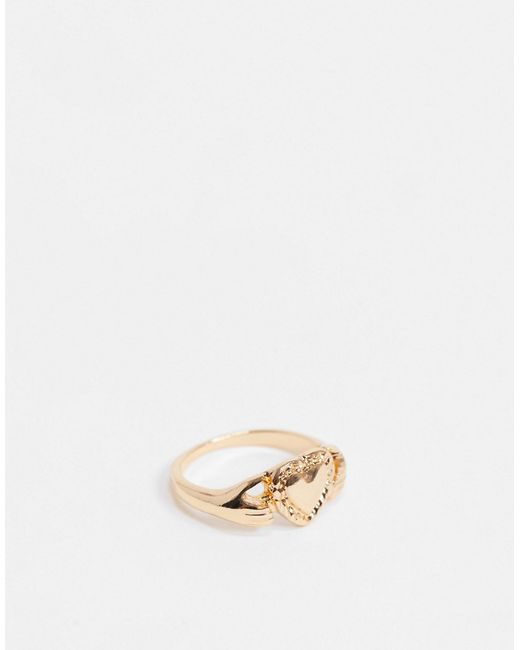 Asos Design ring with heart design in tone