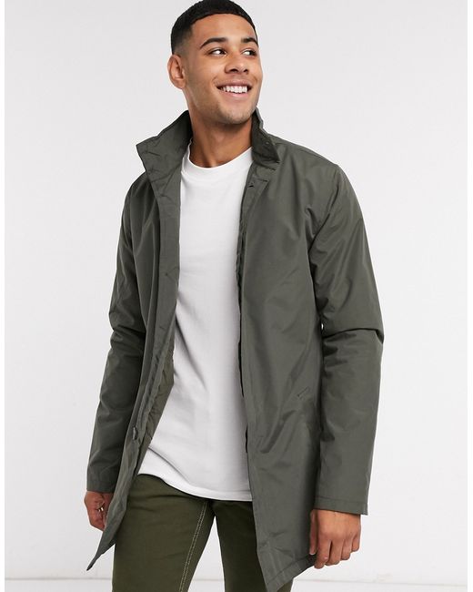 French Connection lined funnel trench coat in khaki-