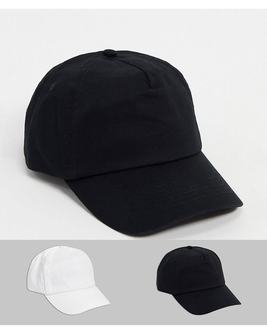 Asos Design 2 pack baseball cap in black and white save-