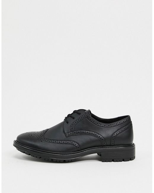 Jack & Jones faux leather brogues with chunky sole in
