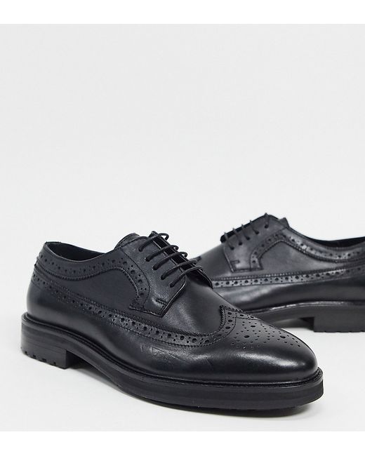 Asos Design Wide Fit brogue shoes in leather with chunky sole