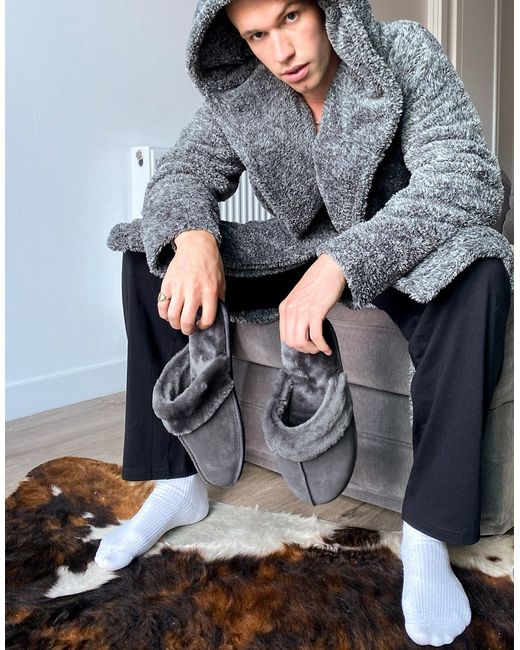 Asos Design premium sheepskin slipper in with fur