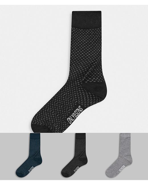Only & Sons print sock 3-pack in green gray