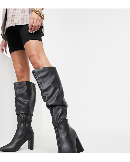 Public Desire Wide Fit Mine slouch knee boots in