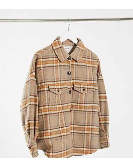Native Youth oversized shirt jacket in wool blend plaid-