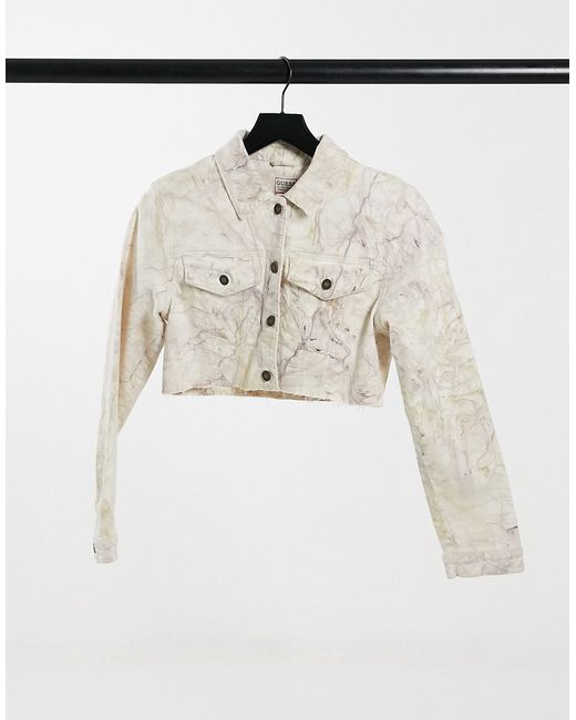 Guess marble denim jacket in ecru-