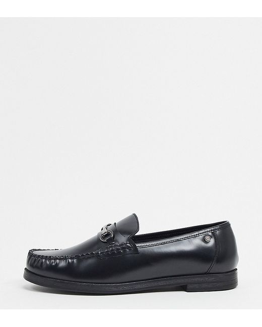 Ben Sherman wide fit metal bar leather loafers in
