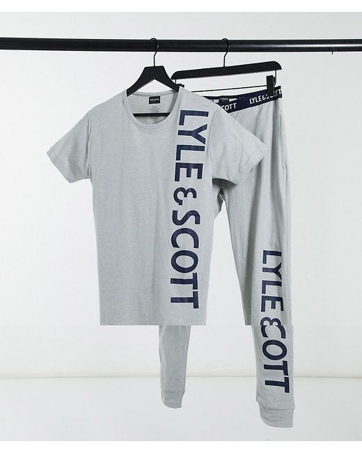 Lyle & Scott logo long sleeve top and lounge pants set-