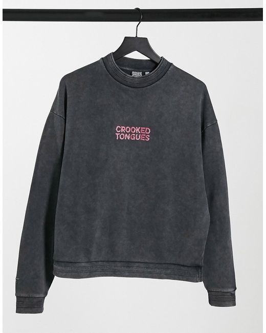 Crooked Tongues sweatshirt in washed with chest logo
