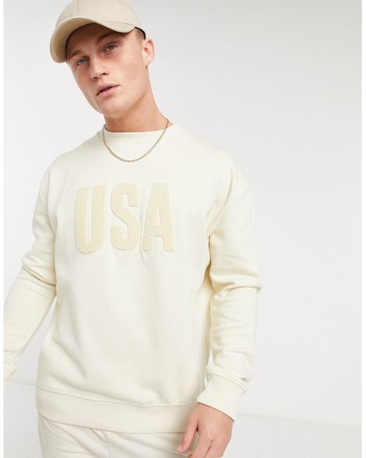 New Look sweatshirt with USA boucle print-
