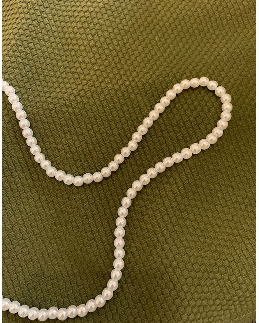 Asos Design short 6mm faux pearl neckchain in